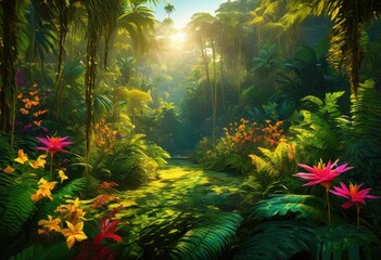 Obraz premium captivating vibrant landscapes highlighting exotic destinations unique textures lush colors striking patterns, action, beauty, backdrop, beach, blue