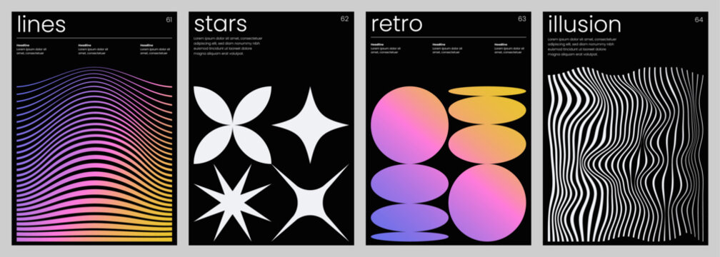 Abstract Retro Futuristic Cover Set with customizable text