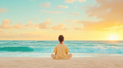 Fototapeta premium A tranquil moment of mindfulness by the ocean