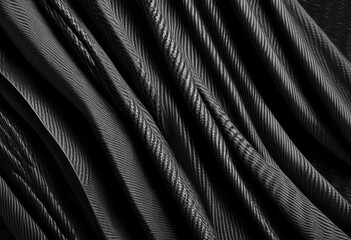 Fototapeta premium close view intricate carbon fiber patterns showcasing textural detail visual appeal black gray tones, aesthetic, contemporary, craftsmanship, curves