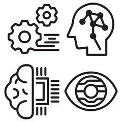 brain vector icon set 