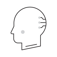 Enhanced Human-AI Brain Collaboration Vector Icon Design, cybernetics, technology, tech enhancement, AI head