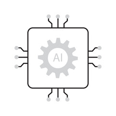 AI Gear for Automated Process Control VEctor Icon Design, robotic gear, process optimization, automation