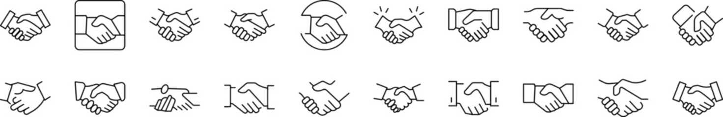 Handshaking Related Image Collection. Editable Stroke. Perfect for Infographics, Articles, Books, Flyers, Banners