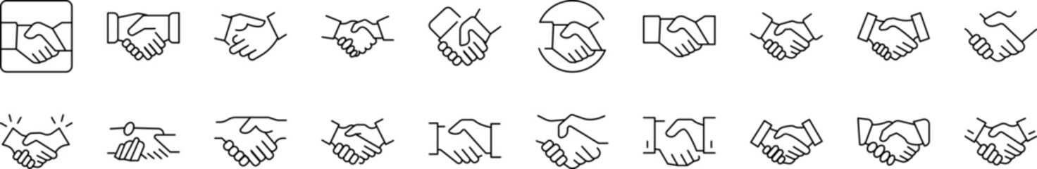 Fototapeta premium Handshaking Simple Icon Collection. Editable Stroke. Perfect for Infographics, Articles, Books, Flyers, Banners