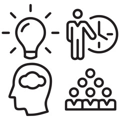 Knowledge thin line icon vector set