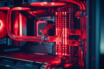 Fototapeta premium Multicolor LED light show on desktop computer for gaming