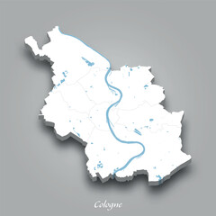 3D Map of Cologne with Waterways Highlighted