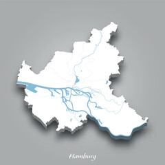 3D Map of Hamburg with Waterways Highlighted