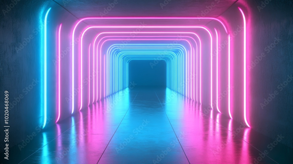 Poster detailed rendering of an abstract futuristic red blue background with a vertically glowing neon line