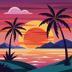 a-sunset-with-palm-trees-and-a-beach-scene 