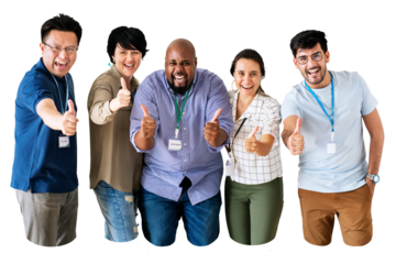 Business team png thumbs up sticker,  transparent background