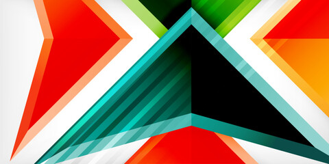 Arrows with 3d effect abstract background. Triangles on light grey backdrop