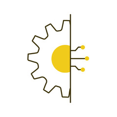 AI Automation Gear for Smart Process Control Vector Icon Design, robotic systems, gear mechanism, automated process