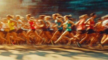 A Blurred Image of a Group of Runners in Motion