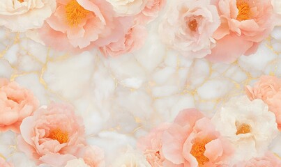  pattern design of peonies in various stages of bloom, Generative AI