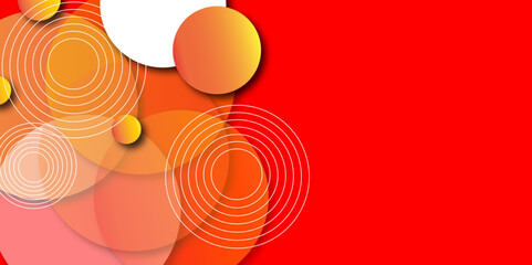 Modern abstract gradian background with transparent layers circle shape with shadow. yellow and red color technology concept background. abstract template design Banner Pattern texture concept.