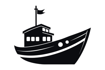 black and white ship silhouette vector illustration