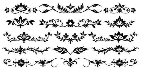 Ornamental Floral Borders Vector Set