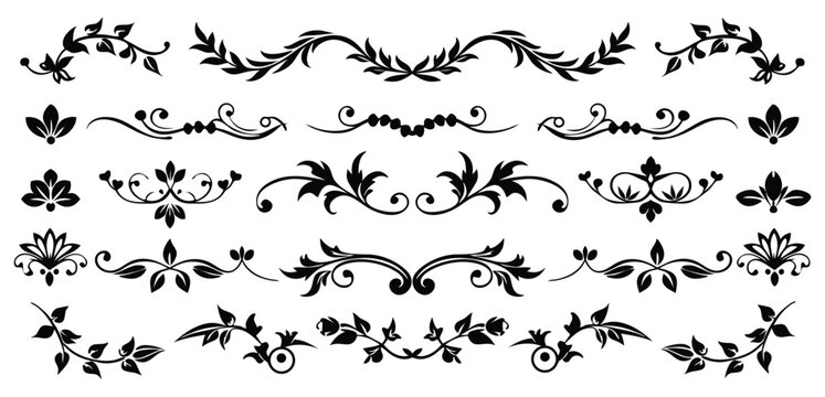 Elegant ornamental floral borders with intricate details, perfect for invitations, certificates, and decorative projects.