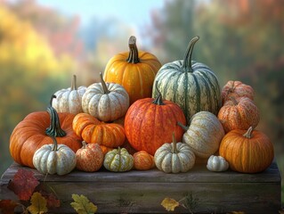 autumn harvest pumpkins and squash high quality photo