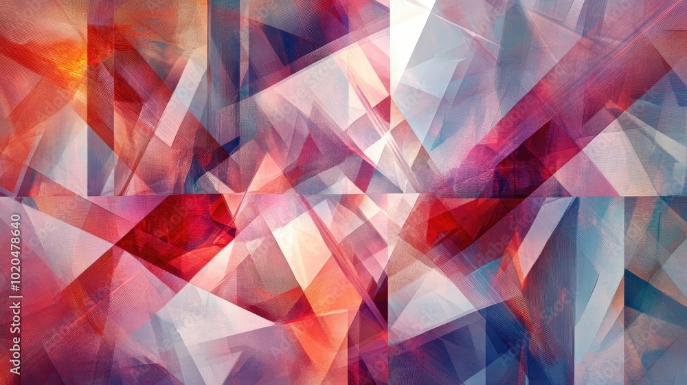 Poster a stunning abstract background with transparent geometric shapes arranged in a visually dynamic, sea