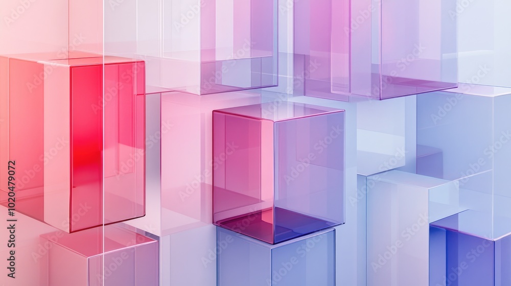 Poster a visually appealing background with transparent geometric shapes arranged in a clean and modern pat