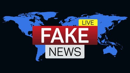 Animation of fake news text over world map and data processing. Global news, media and data processing concept digitally generated video. - Powered by Adobe