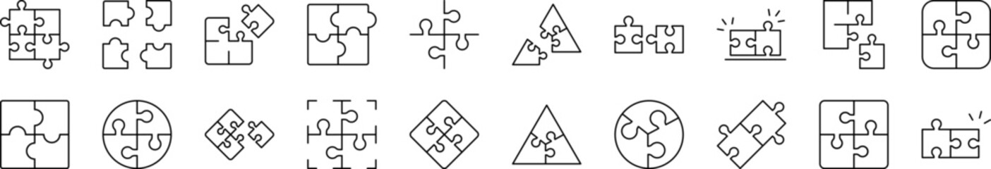 Puzzle Picture Collection. Editable Stroke. Perfect for Infographics, Articles, Books, Flyers, Banners
