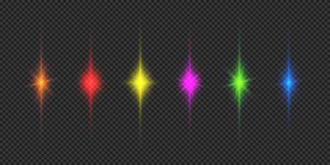 Set of multicolor light effects of lens flares