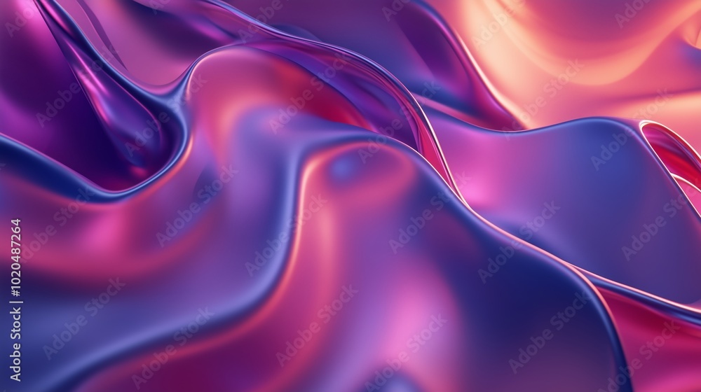 Poster Abstract colorful wave patterns created by light reflections on fabric in a warm and inviting environment