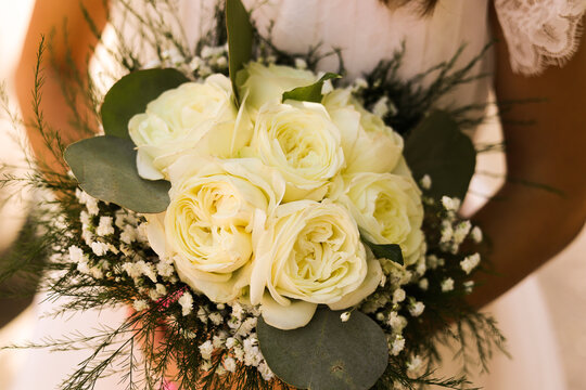 bouquet rose bianche shabby chic