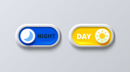 Off on button, day and night mode theme. Vector 