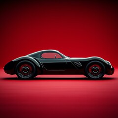 Futuristic Racing Car with Red Background