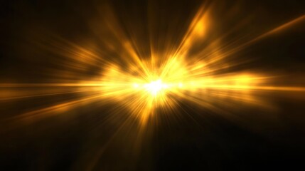 A bright yellow light is shining on a dark background. The light is very bright and is the only thing that is visible