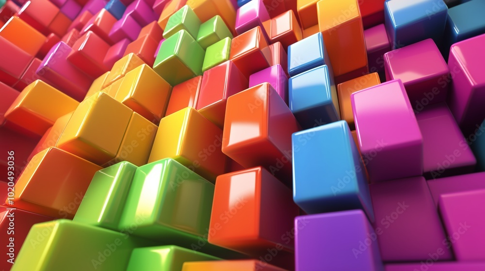 Poster colorful abstract blocks arranged in vibrant patterns create an eye-catching visual display in a dig
