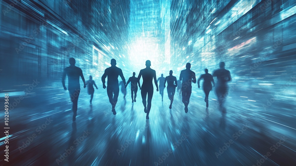 Poster adaptability speed and innovation represented in a conceptual image of business agility using dynami