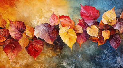 Fototapeta premium Autumn Leaves: Various scenes featuring autumn leaves, showcasing their vibrant colors.