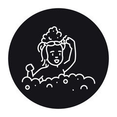 Bathing a child line icon.