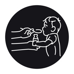 Drinking syrup medicine line icon.
