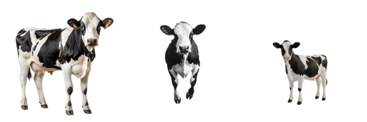 collection Set of A Full-body side view of a cow isolated on a transparent background cutout, PNG file