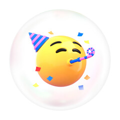 Party emoticon png bubble effect, transparent background