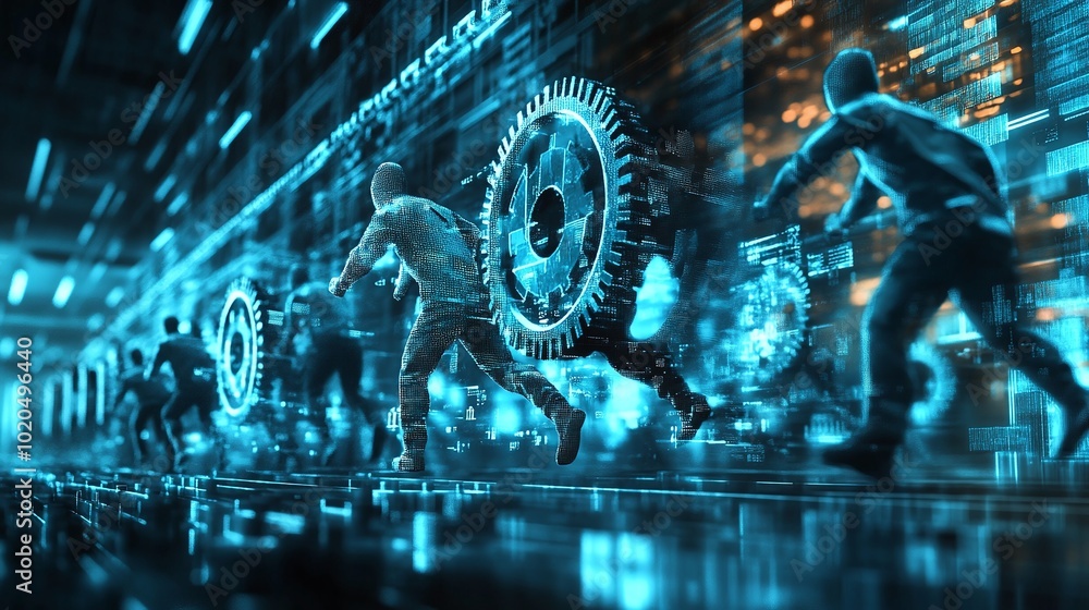 Poster adaptability speed and innovation represented in a conceptual image of business agility using dynami