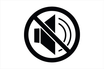 no sound sign silhouette vector illustration