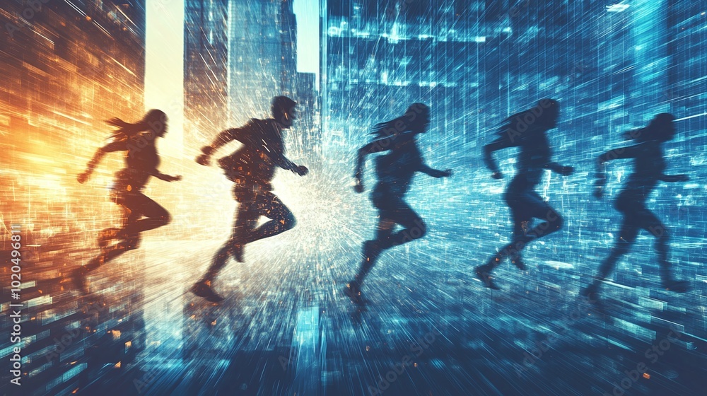 Poster adaptability speed and innovation represented in a conceptual image of business agility using dynami
