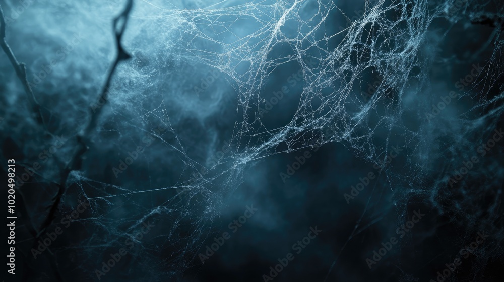 Poster spooky atmosphere with cobwebs for background use