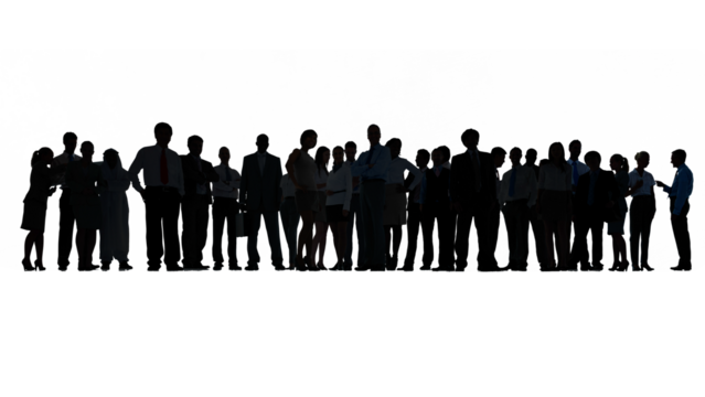 Png business people silhouette sticker, transparent background