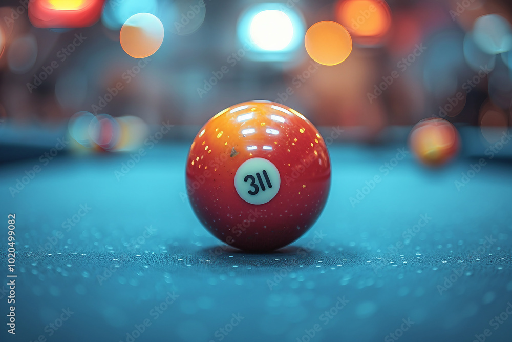 Sticker Billiards room bar pub club focused pool player beating balls, generative AI illustration