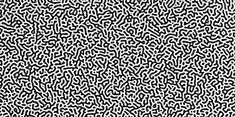 Organic seamless patterns with rounded lines Diffusion reaction background. Monochrome background of natural organic forms motion. Overlay template abstract Turing organic wallpaper background.