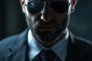 Obraz premium Black suited team guards VIP celebrity generative AI
